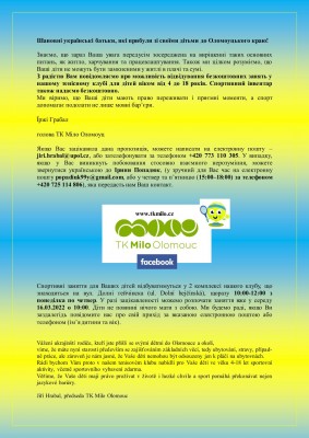 Nabídka volnočasových aktivit pro děti ukrajinských uprchlíků